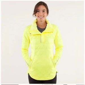 Lululemon “What The Fluff” down pullover jacket neon yellow